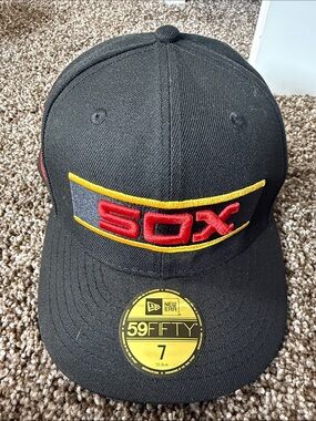 New Era Black Cap with Red and Yellow SOX Patch